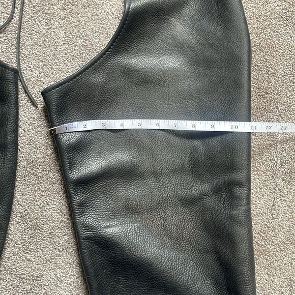 Women’s L Black Leather Motorcycle Chaps Heavy Duty Protection Pants - Picture 10 of 12